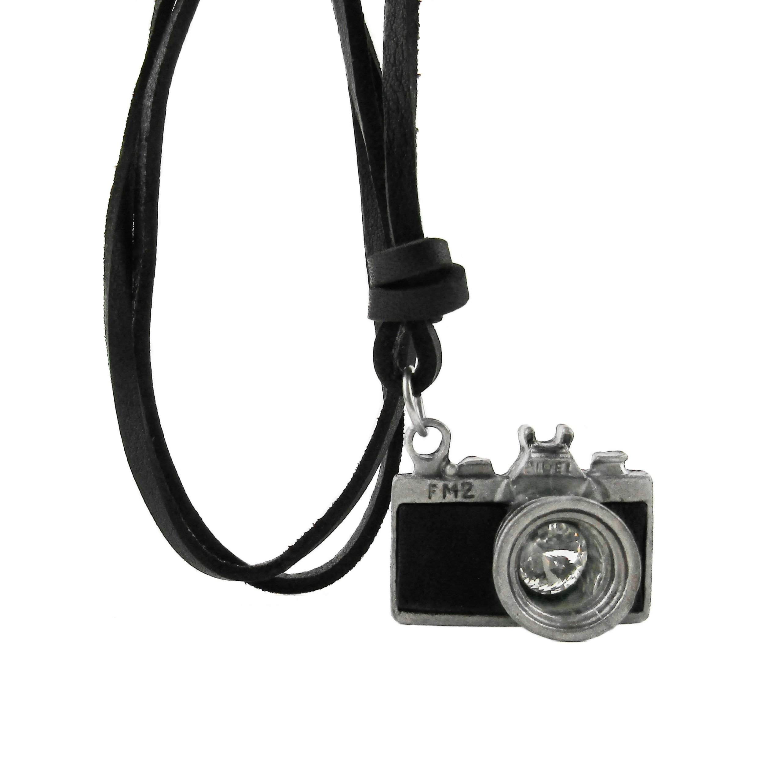 Collar de cámara de película clásica de color negro chapado en oro, Latón