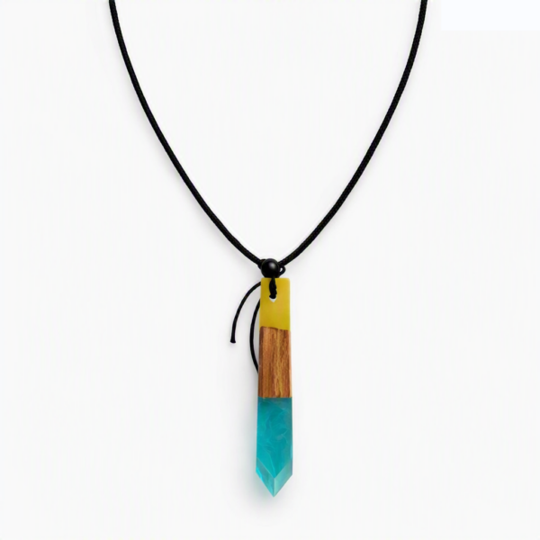 Collar Resina Madera Azul Solar